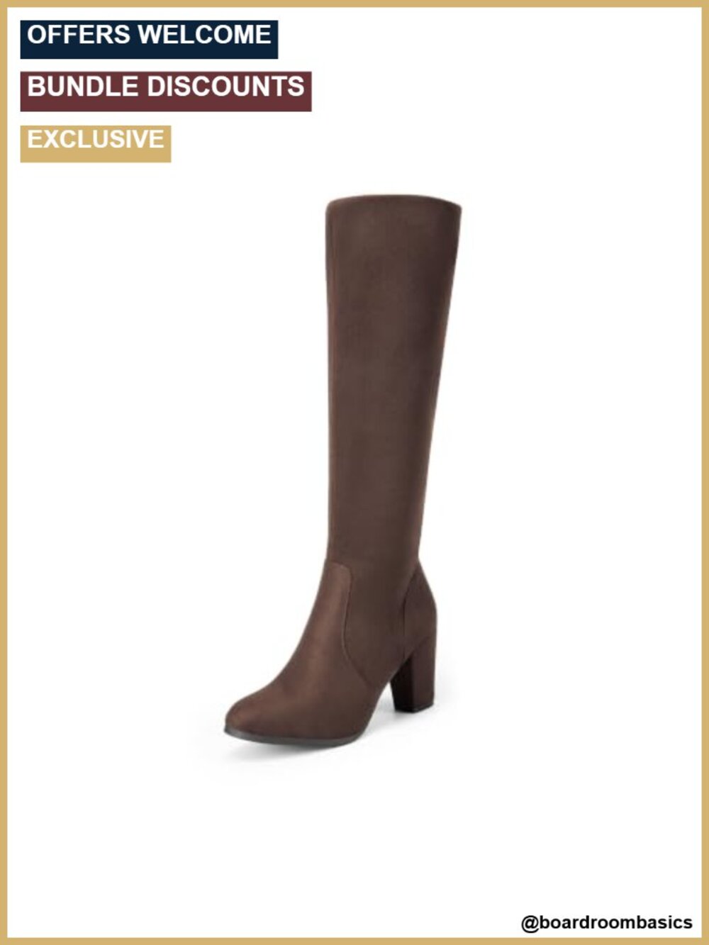 Chunky Heel Knee High Tall Boots Soft Lined